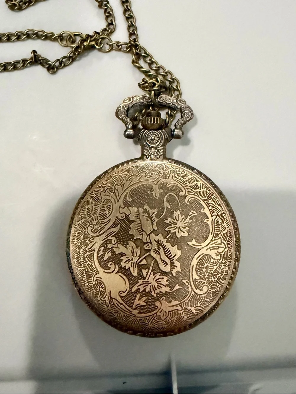 United States Marine Corps Pocket Watch Necklace - Red & Gold